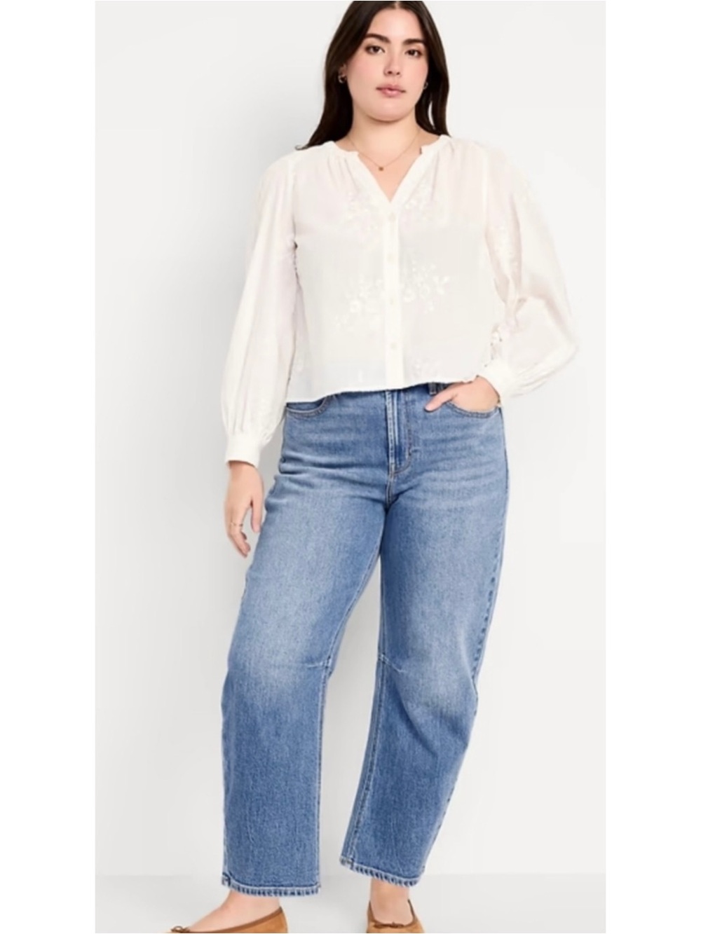 Old Navy Medium Wash High Rise Wow Barrel Leg Jeans Size 20
